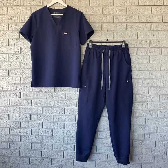 Figs Scrub Set Navy Blue Catarina Top High Waisted Uman Joggers Medium - Picture 2 of 9